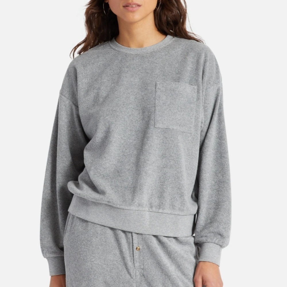 NWT Brixton Bella Terrycloth Crewneck Sweatshirt in Grey